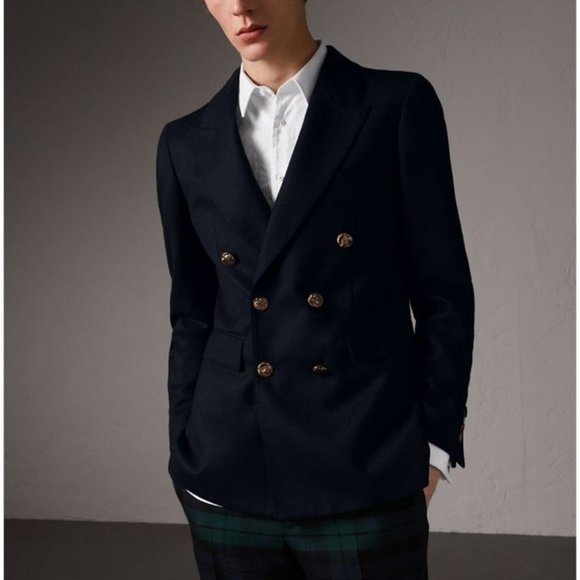 Burberry Other - BURBERRY Slim Fit Wool Jacket Bird Buttons Navy